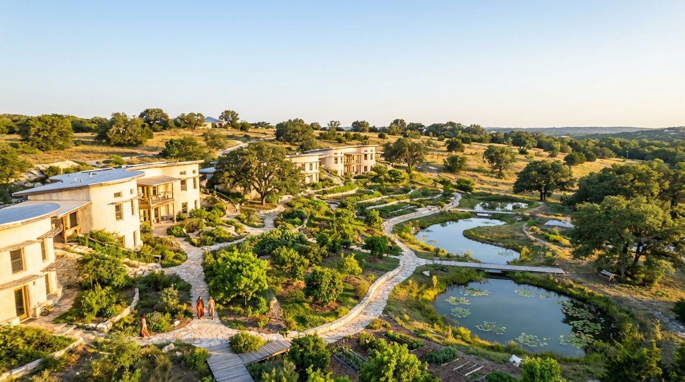 Abundancia regenerative community aerial view